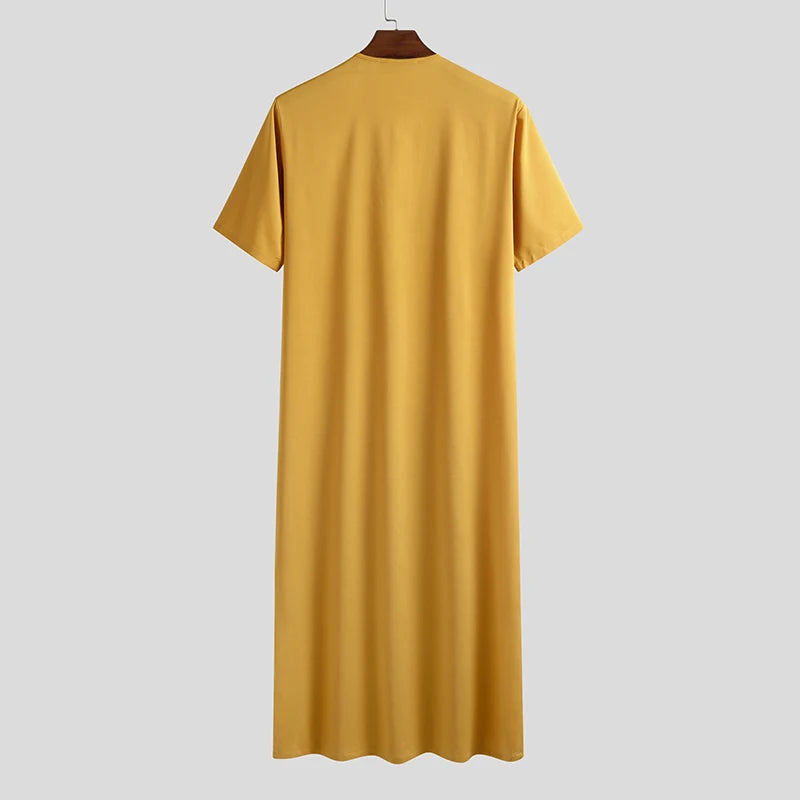 Abaya Homme Jaune Manches Courtes