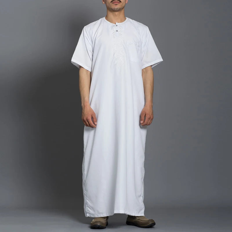 Abaya Homme Blanche Manches Courtes