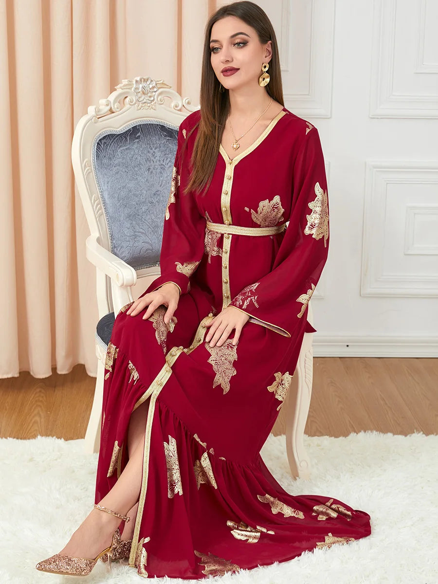 Caftan Classique à motifs dorés