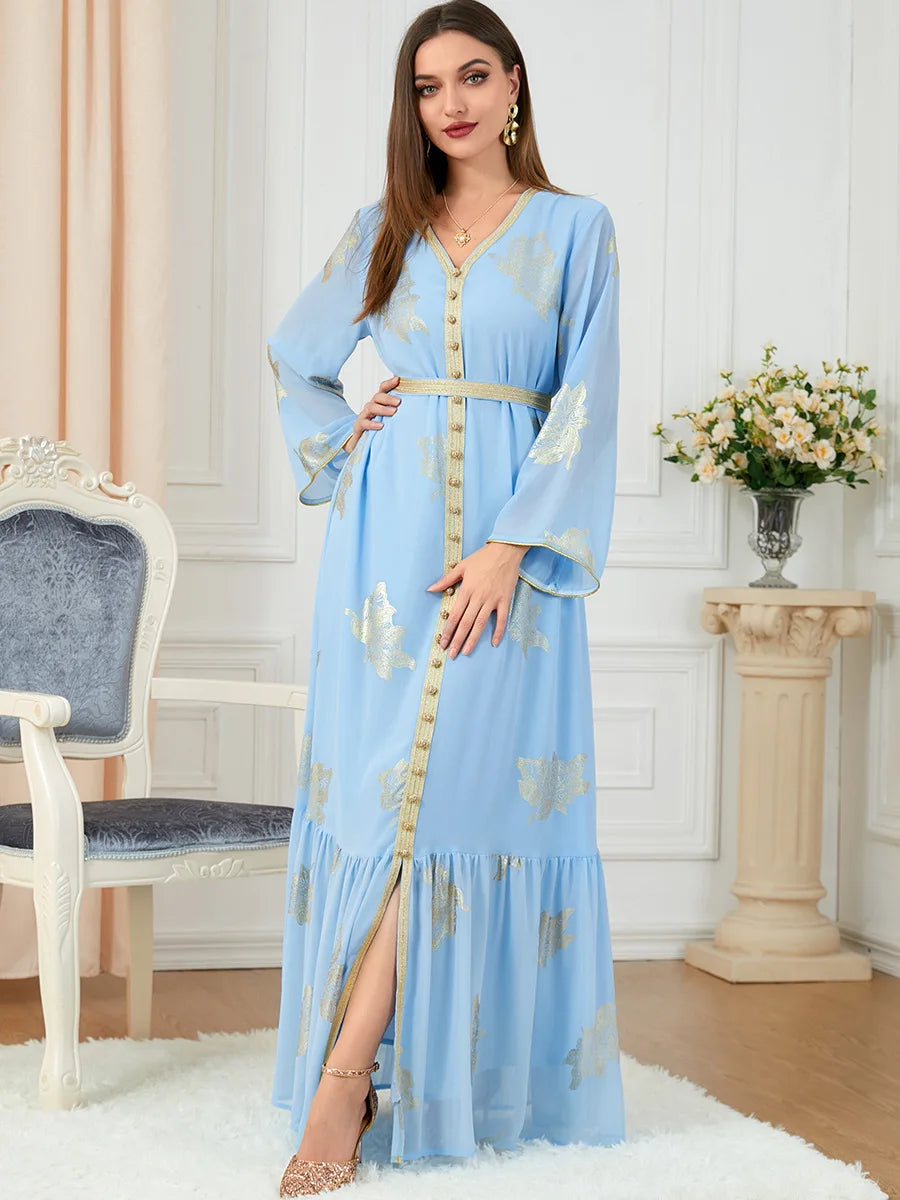 Caftan Classique à motifs dorés