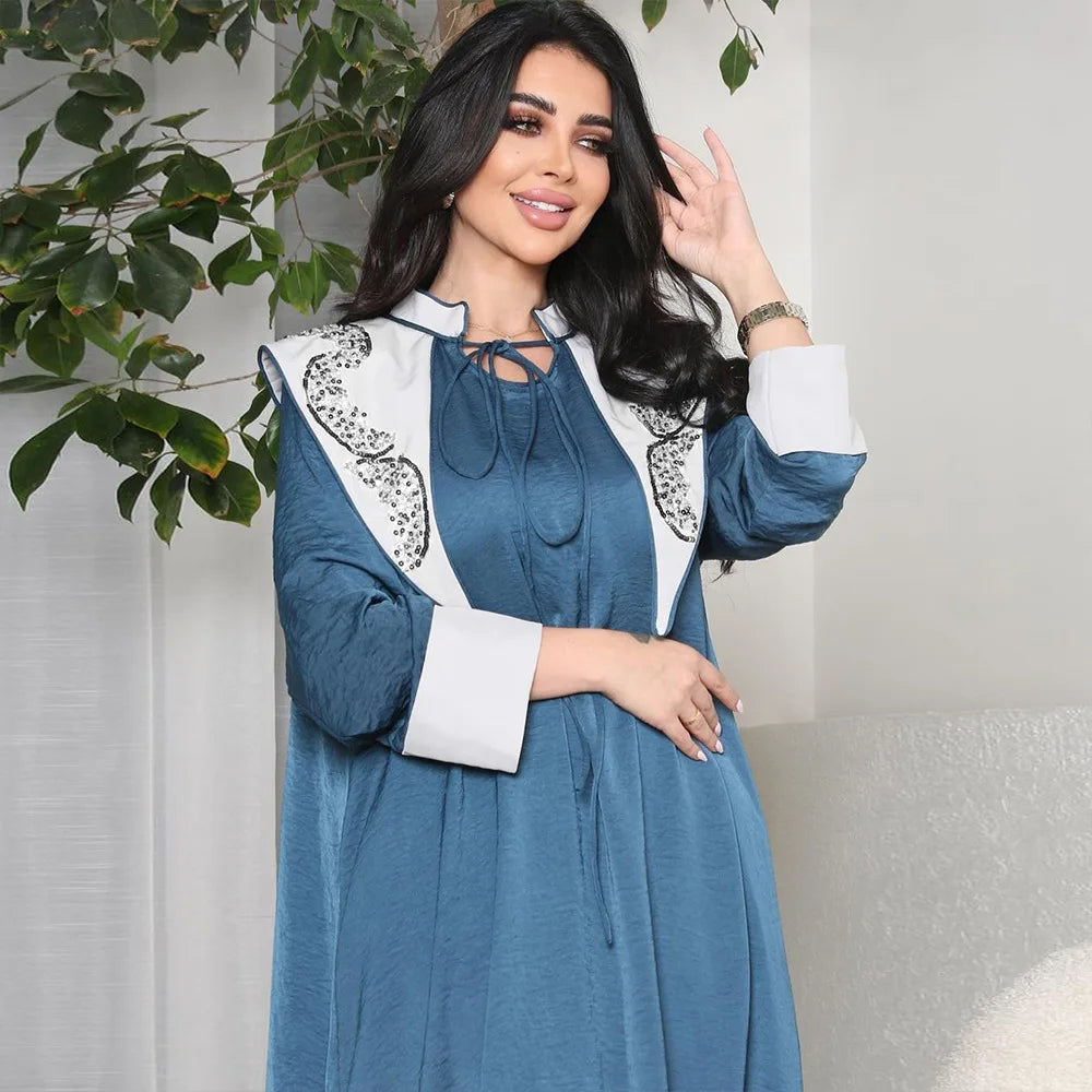 Abaya Bleu Royal Beldi Chic