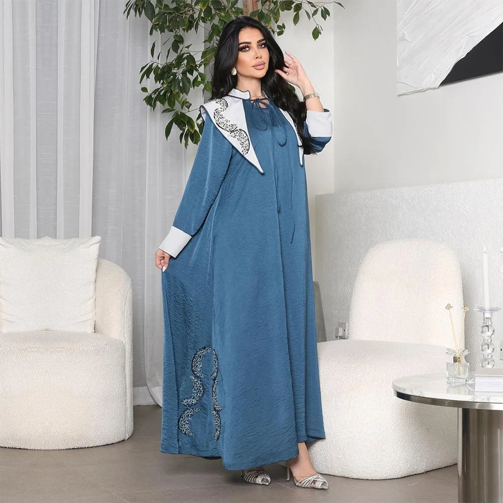 Abaya Bleu Royal Beldi Chic