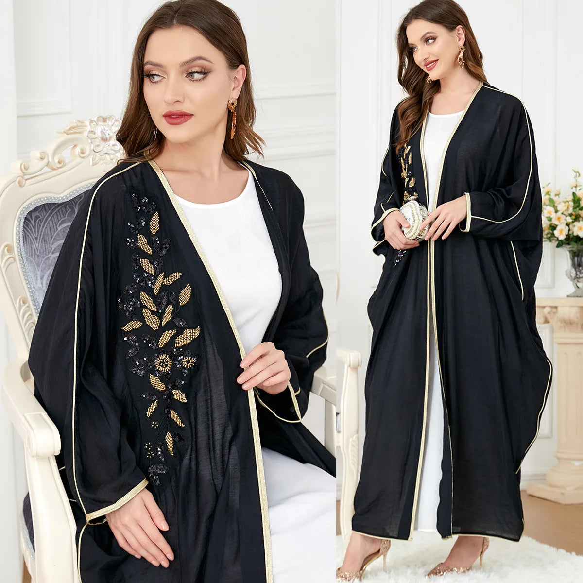 Abaya Noire Brodée